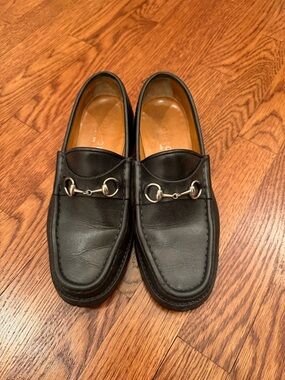Gucci Black Leather Women's Horsebit Loafers